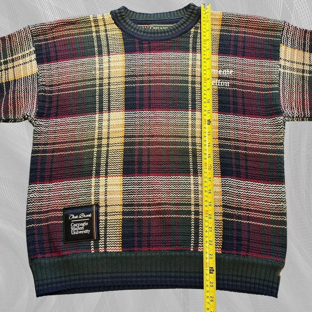 Oak Brook x Carnegie Mellon University Upcycled Tartan Plaid Sweater Size Medium